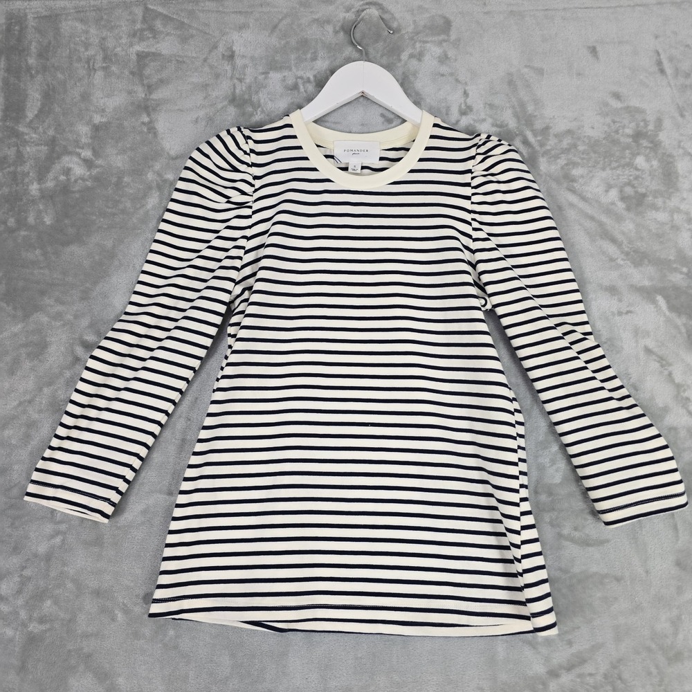Pomander Place Tuckernuck Navy Striped Vesty Long Sleeve Crewneck Small Coastal